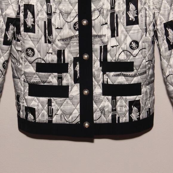Vintage Howard Wolf Satin Quilted Jacket Size 8 Grecian print - Picture 3 of 9